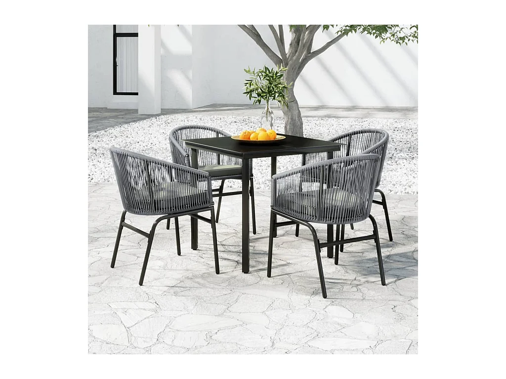 Ensemble à manger de jardin 5 pcs Gris