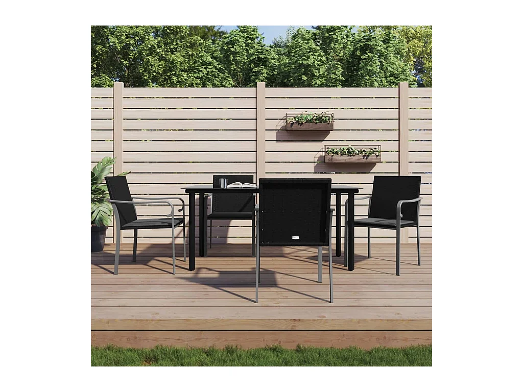 Ensemble à manger de jardin 5 pcs coussins résine tressée acier