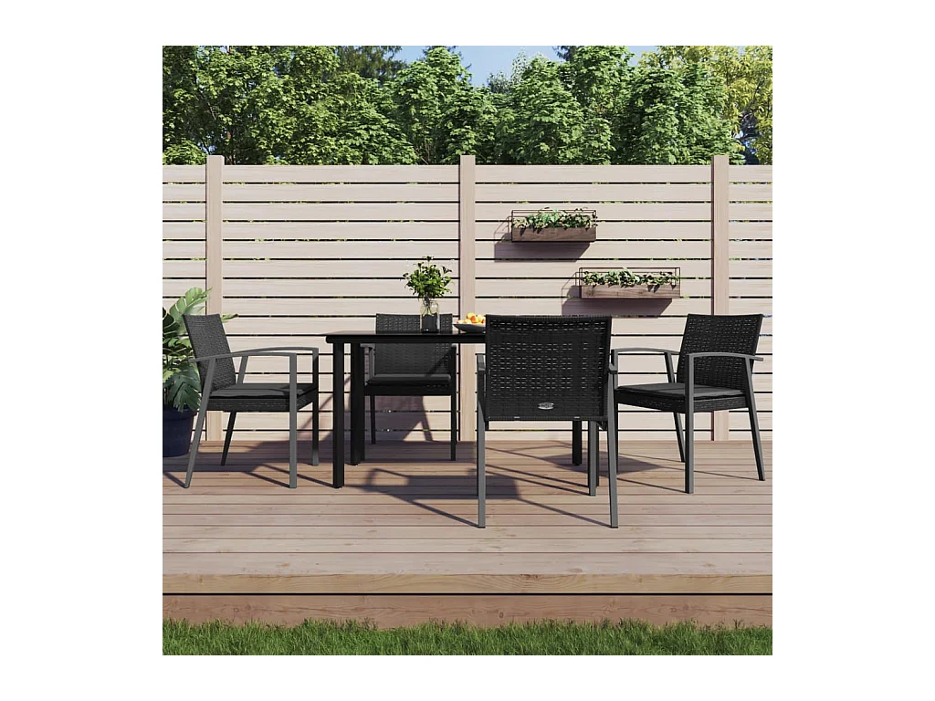 Ensemble à manger de jardin 5 pcs coussins résine tressée acier