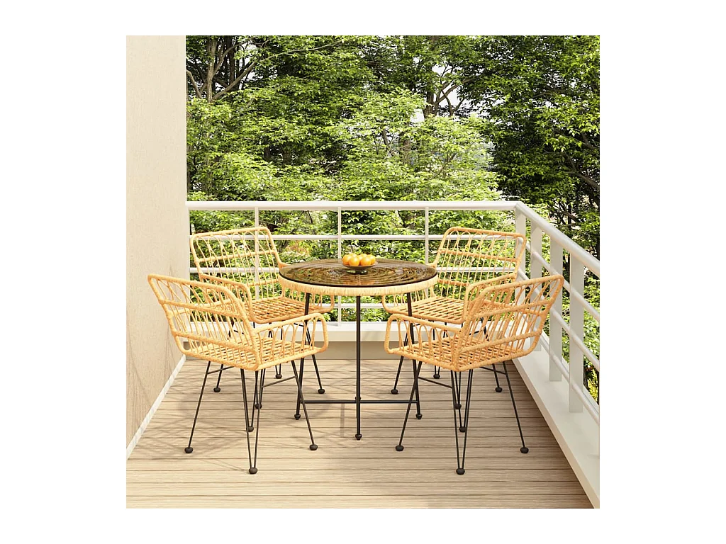 Ensemble à manger de jardin 5pcs Résine tressée