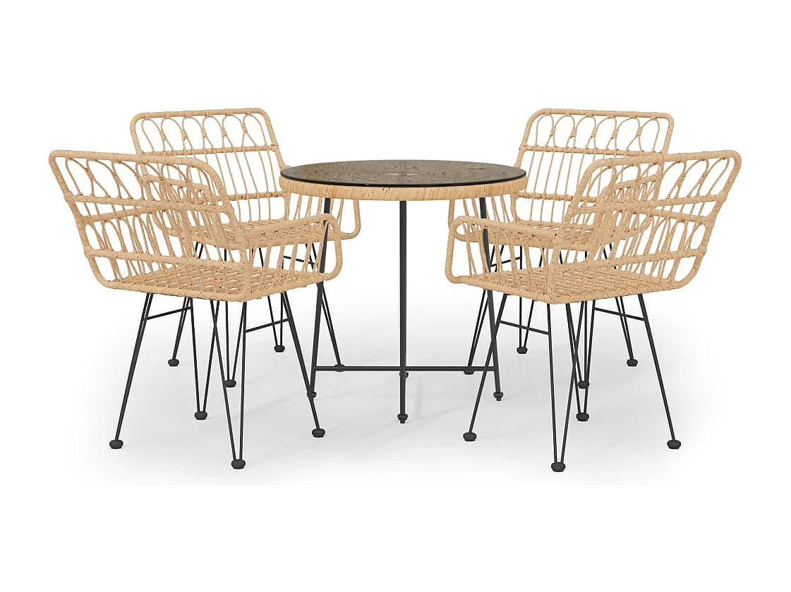 5-tlg. Garten-Essgruppe Poly Rattan