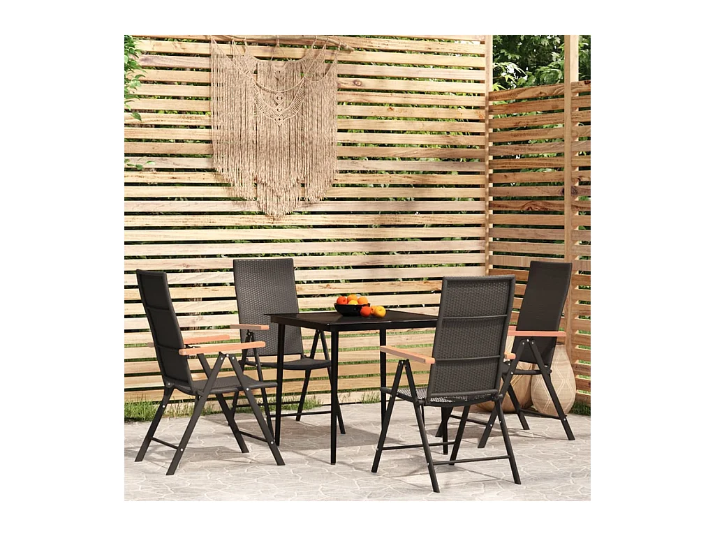 Ensemble à manger de jardin 5 pcs Noir