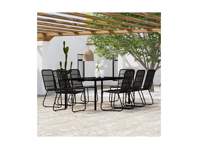 9-tlg. Garten-Essgruppe Schwarz