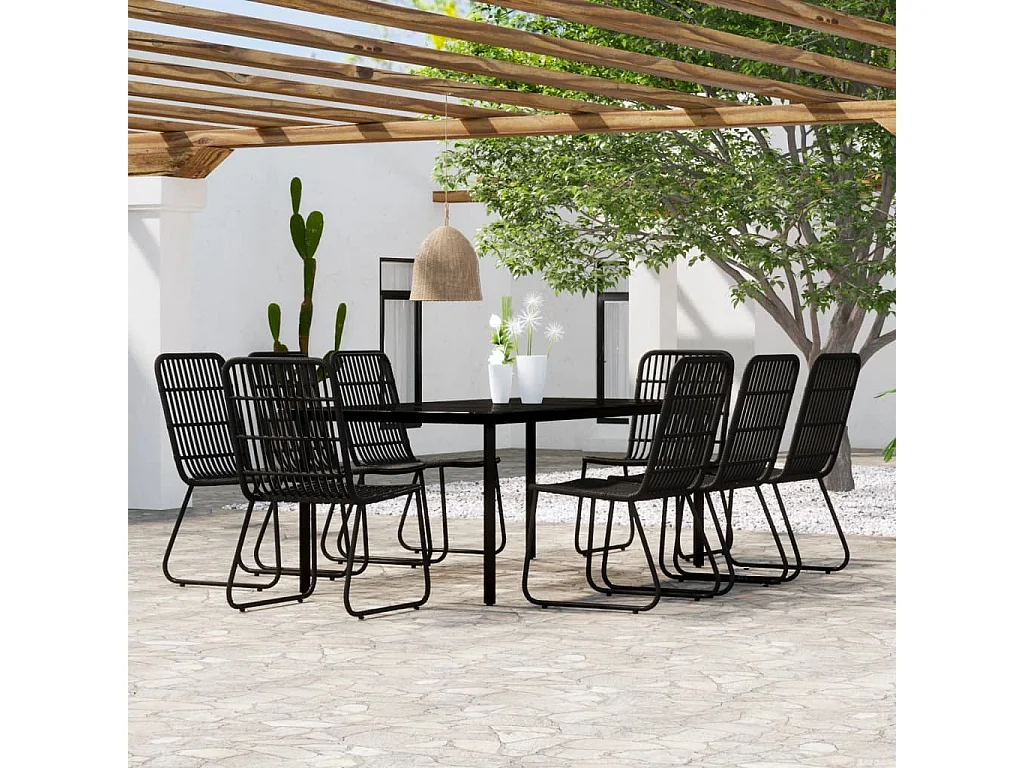 Ensemble à manger de jardin 9 pcs Noir