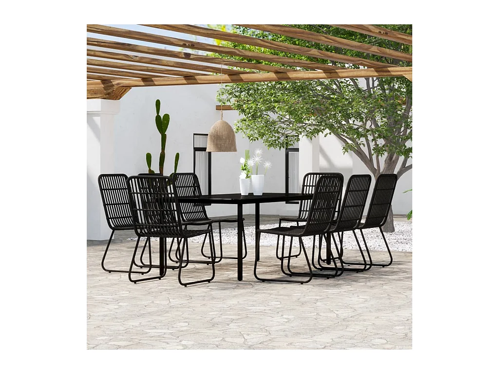 Ensemble à manger de jardin 9 pcs Noir