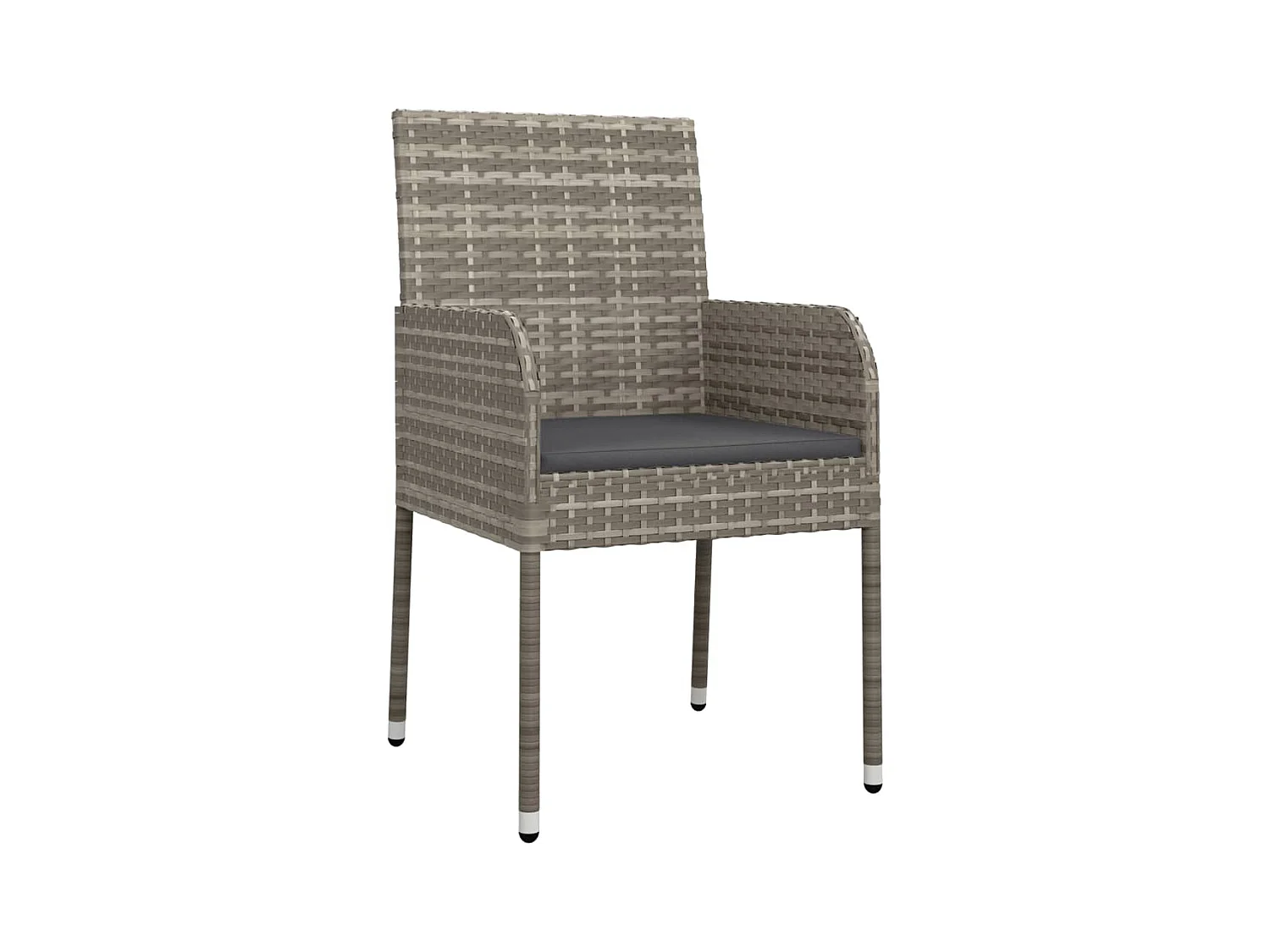 7-tlg. Garten-Essgruppe mit Kissen Grau Poly Rattan