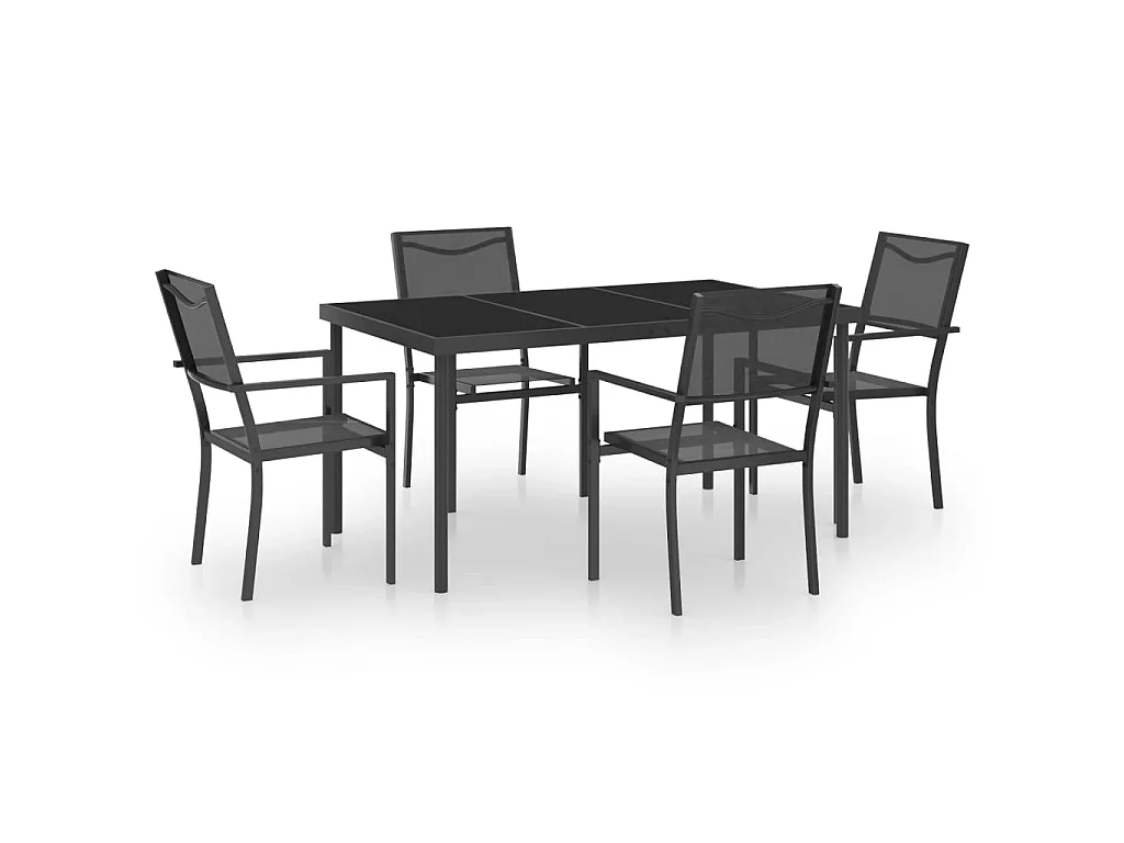 Mobilier de salle à manger d'extérieur 5 pcs Acier