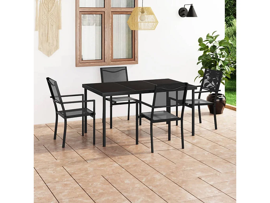 Mobilier de salle à manger d'extérieur 5 pcs Acier