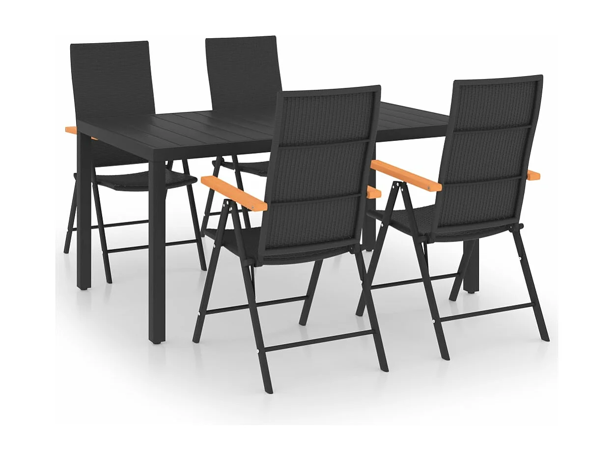 Set da Pranzo da Giardino 5 pz Nero e Marrone