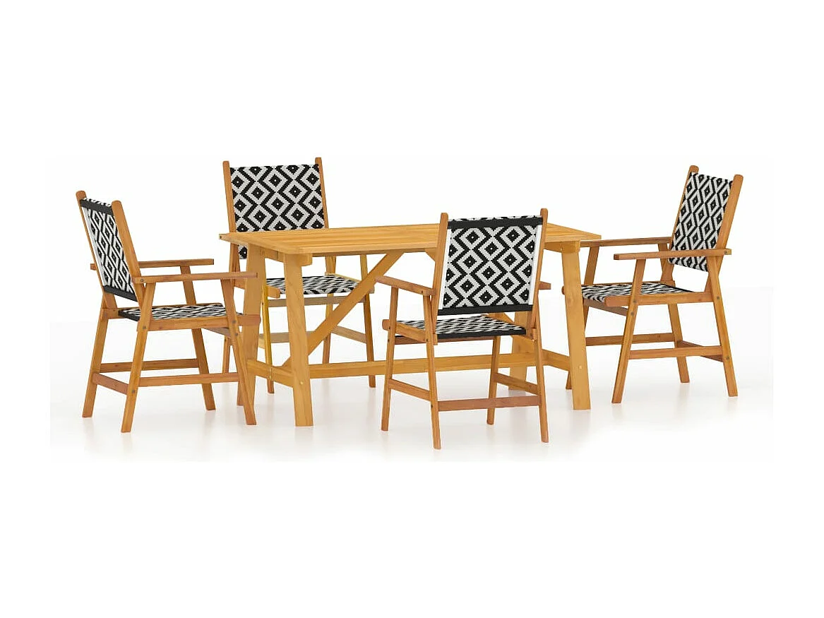 5 pcs conjunto de jantar para jardim madeira de acácia maciça