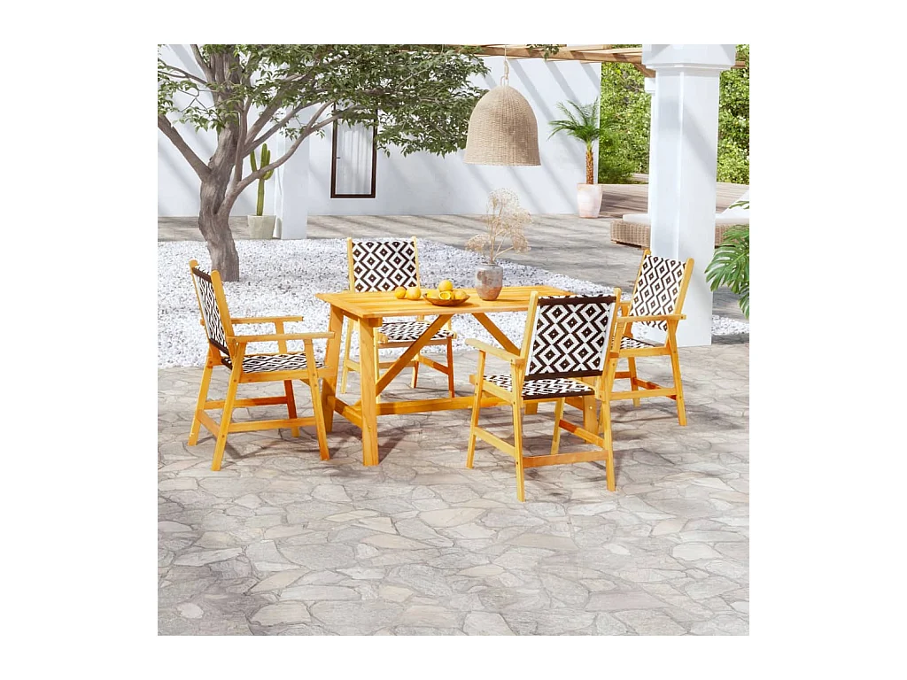 Ensemble à manger de jardin 5 pcs Bois d'acacia solide