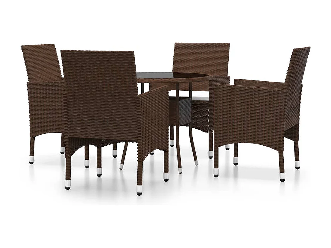 5-tlg. Garten-Essgruppe Poly Rattan Braun