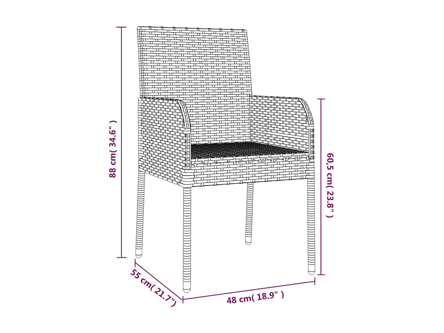 5-tlg. Garten-Essgruppe mit Kissen Grau Poly Rattan