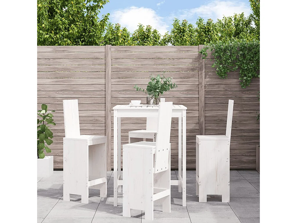 Ensemble de bar de jardin 5 pcs blanc bois massif de pin