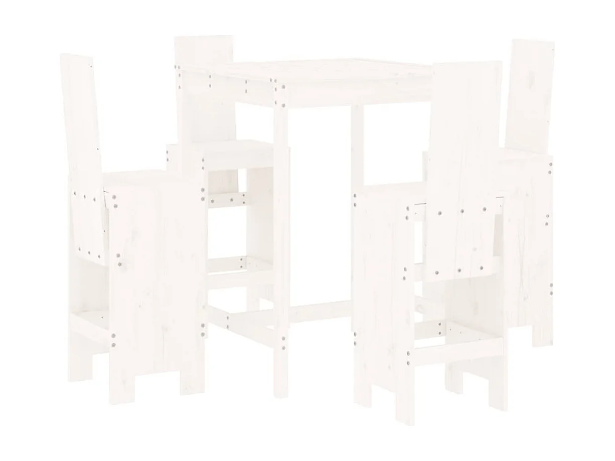 Ensemble de bar de jardin 5 pcs blanc bois massif de pin