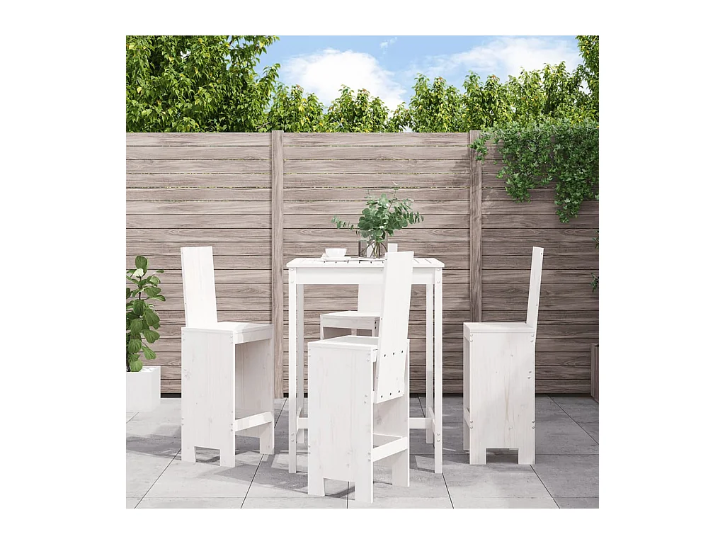 Ensemble de bar de jardin 5 pcs blanc bois massif de pin