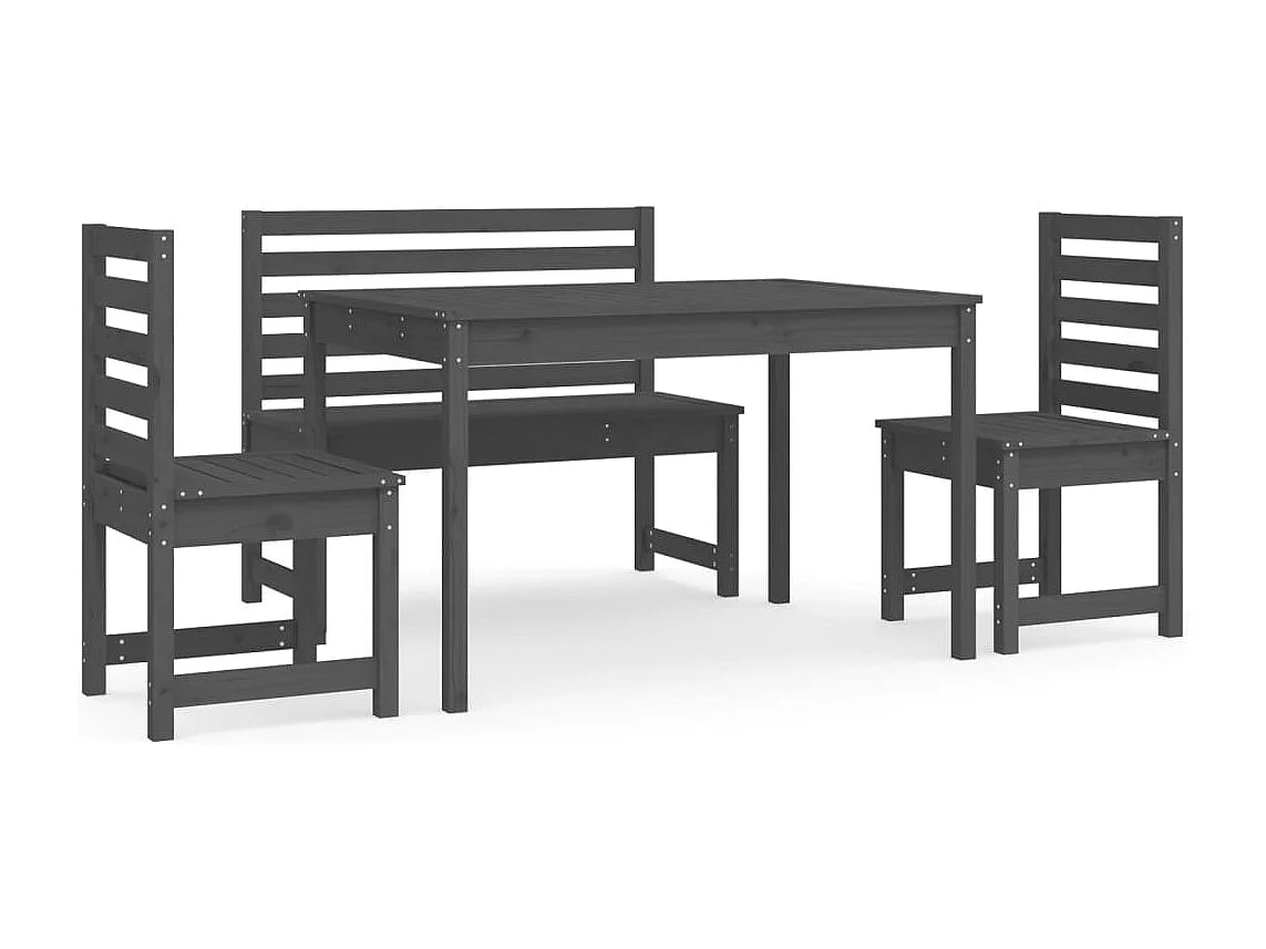 Ensemble à manger de jardin 4 pcs gris bois massif de pin