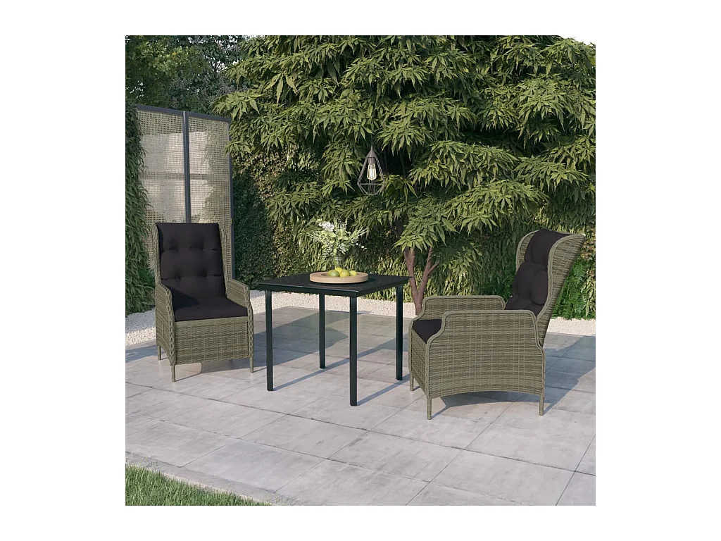 3 pcs conjunto de jantar para jardim castanho