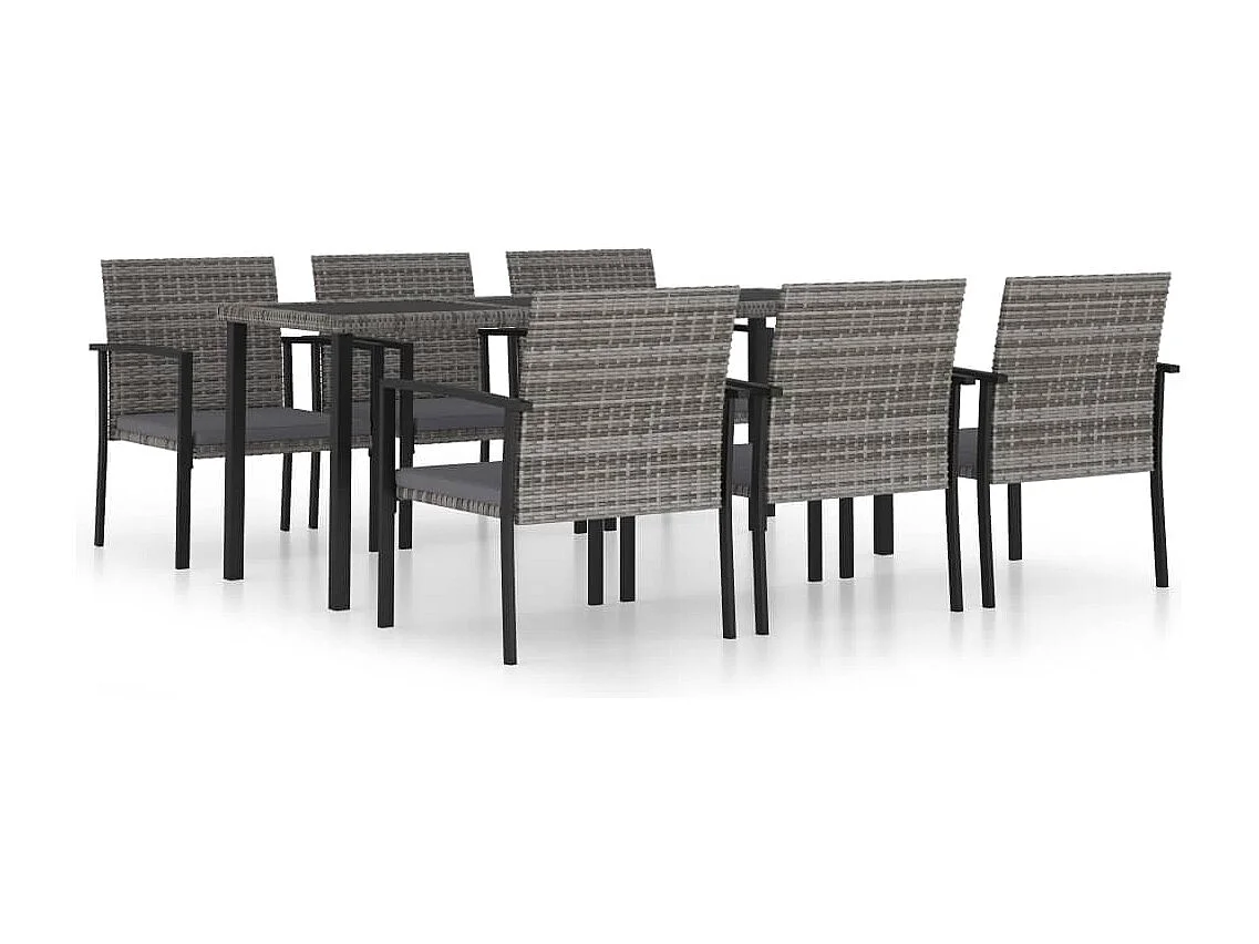 7-delige Tuinset poly rattan grijs