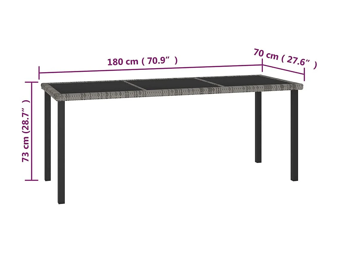 7-delige Tuinset poly rattan grijs