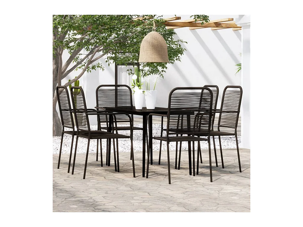 Ensemble à manger de jardin 7 pcs Noir