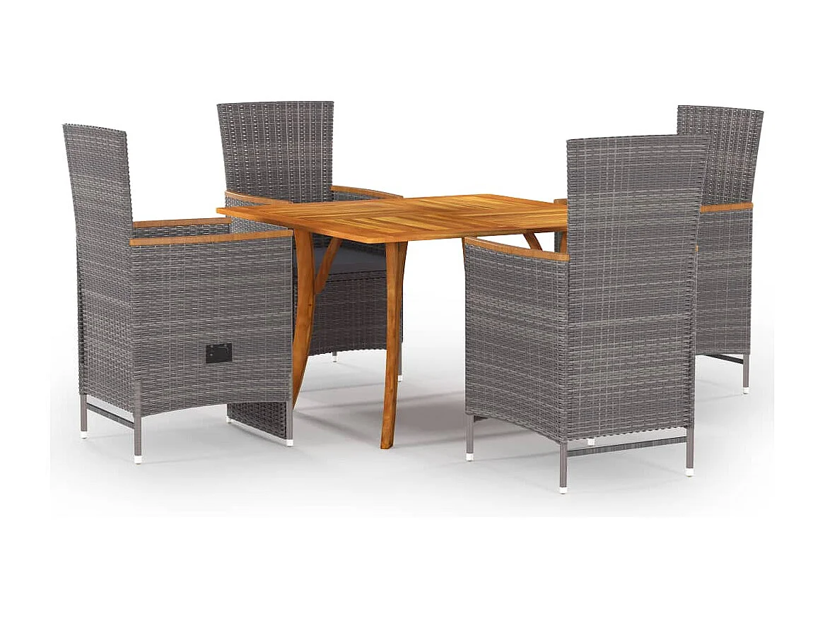 Ensemble de salle à manger de jardin 5 pcs Gris