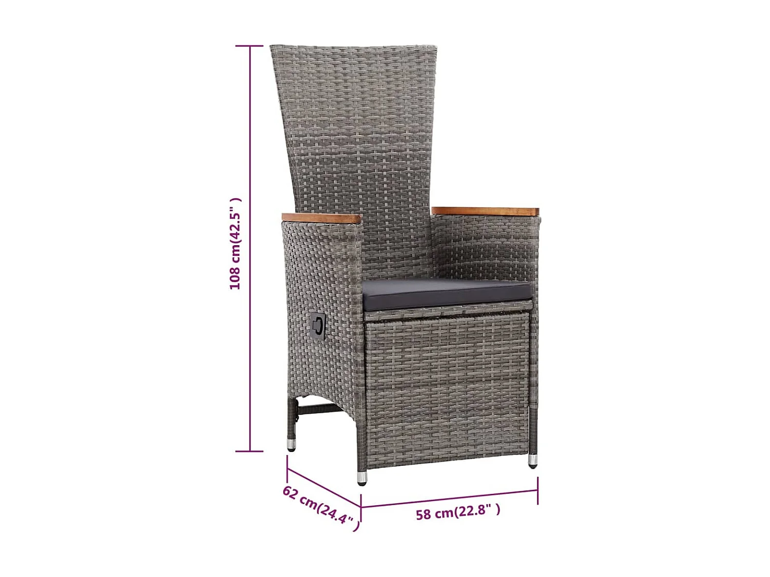 Ensemble de salle à manger de jardin 5 pcs Gris