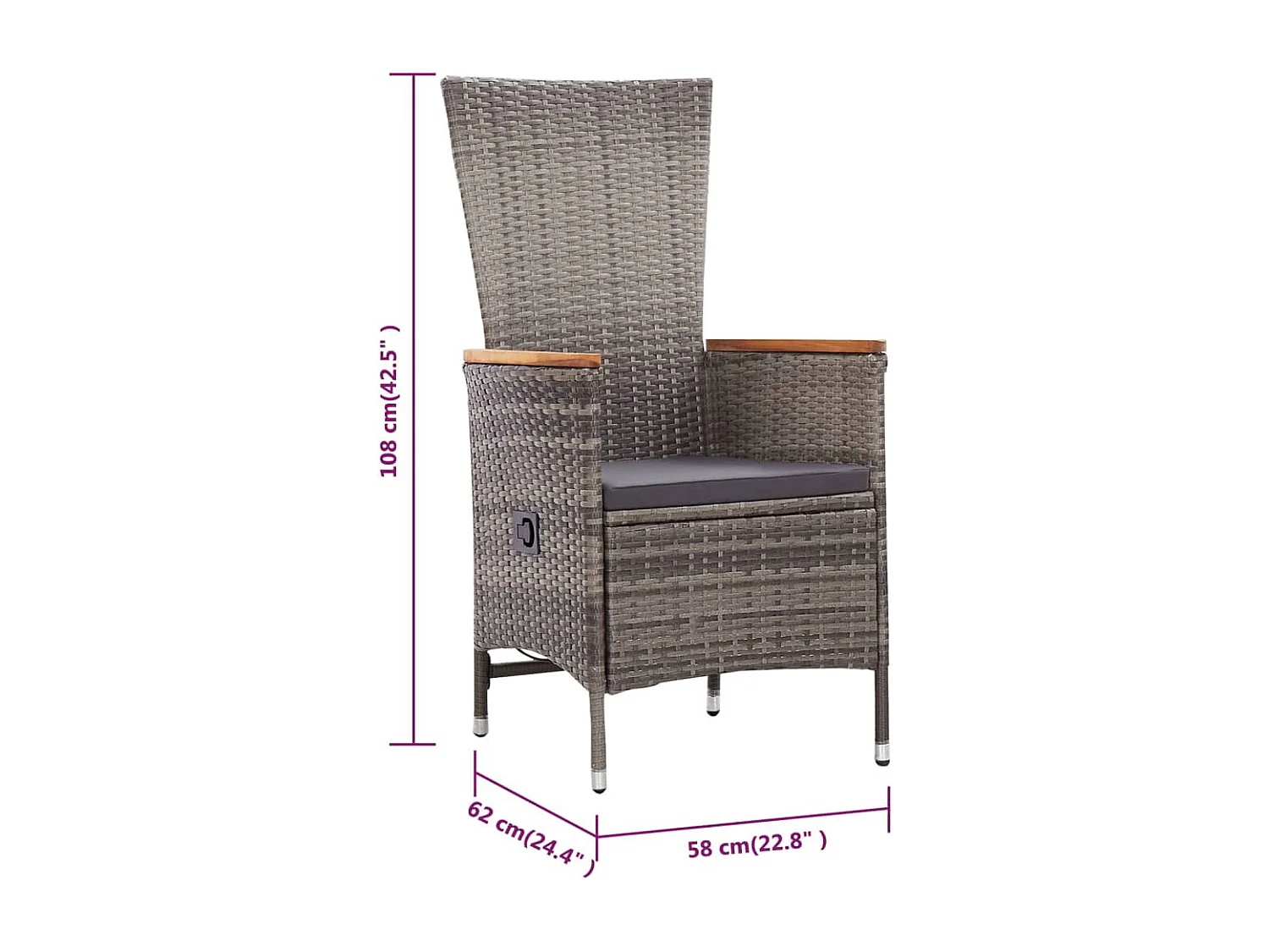 Ensemble de salle à manger de jardin 5 pcs Gris