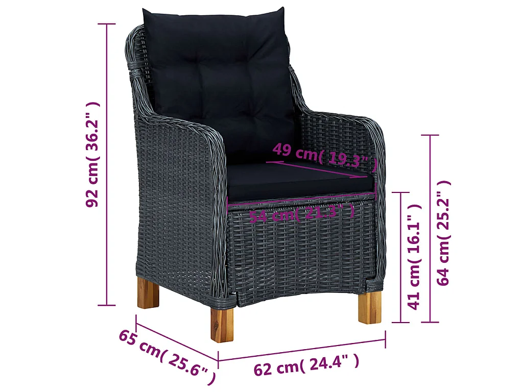 Set Mobili da Pranzo per Giardino 5 pz Grigio Scuro