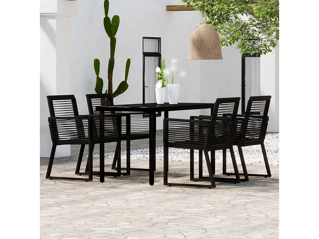 Ensemble à manger de jardin 5 pcs Noir