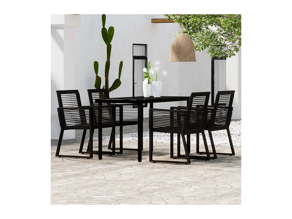 Ensemble à manger de jardin 5 pcs Noir