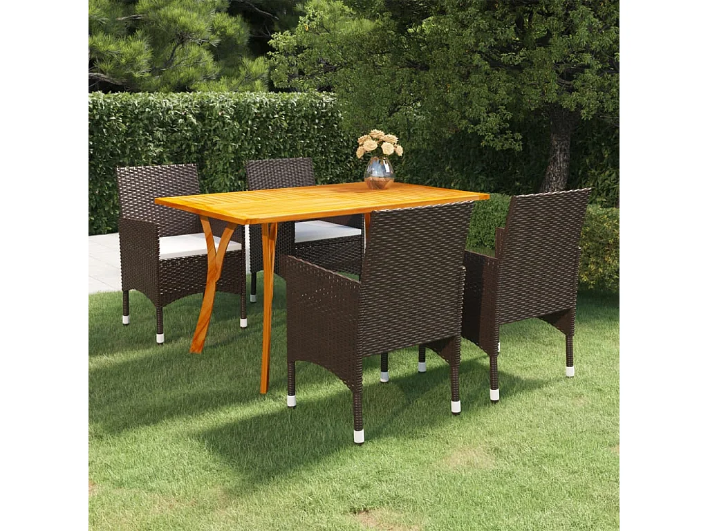 Set Mobili da Pranzo per Giardino 5 pz Marrone