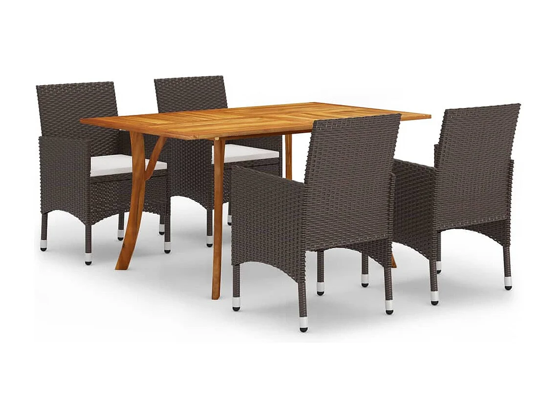 Set Mobili da Pranzo per Giardino 5 pz Marrone