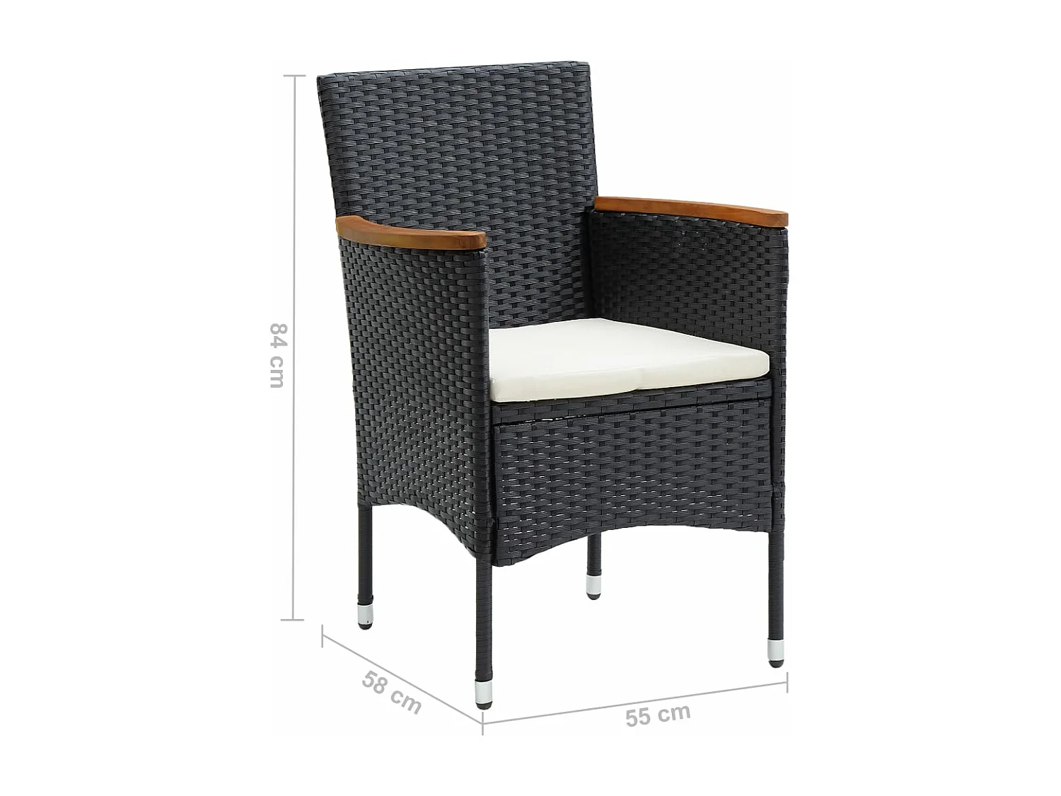 5 pcs conjunto de jantar para jardim preto