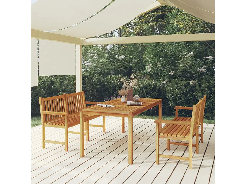3-tlg. Garten-Essgruppe Massivholz Teak