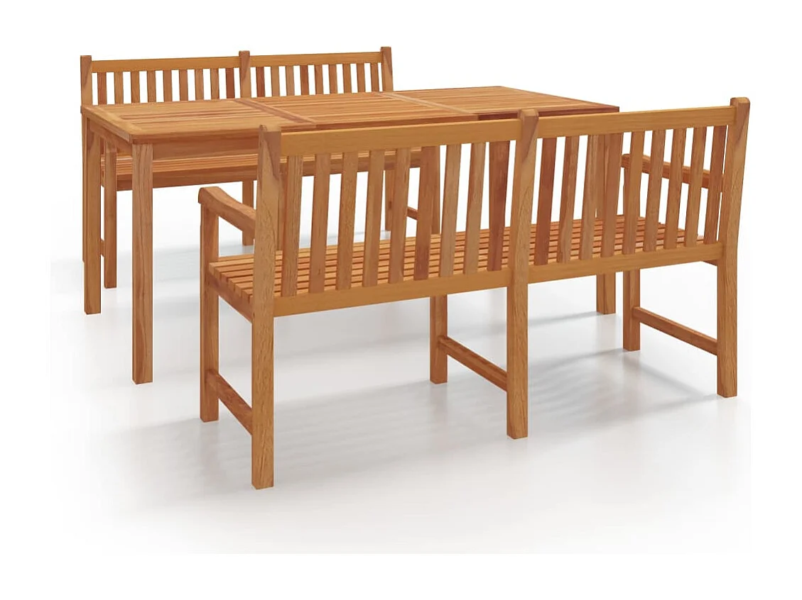 3-tlg. Garten-Essgruppe Massivholz Teak