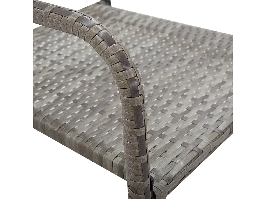 3-tlg. Garten-Essgruppe Grau und Schwarz Poly Rattan und Stahl