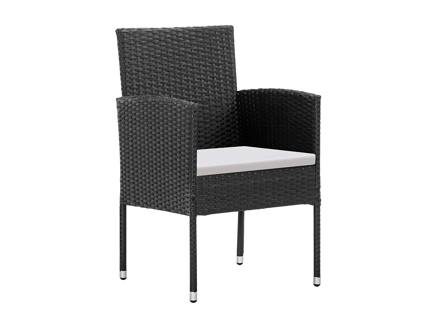 7-tlg. Garten-Essgruppe mit Kissen Schwarz Poly Rattan