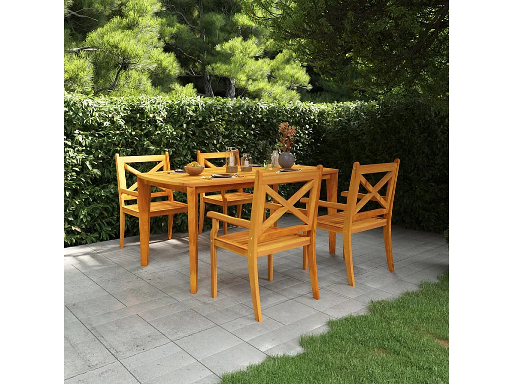 Ensemble à manger de jardin 5 pcs Bois d'acacia solide
