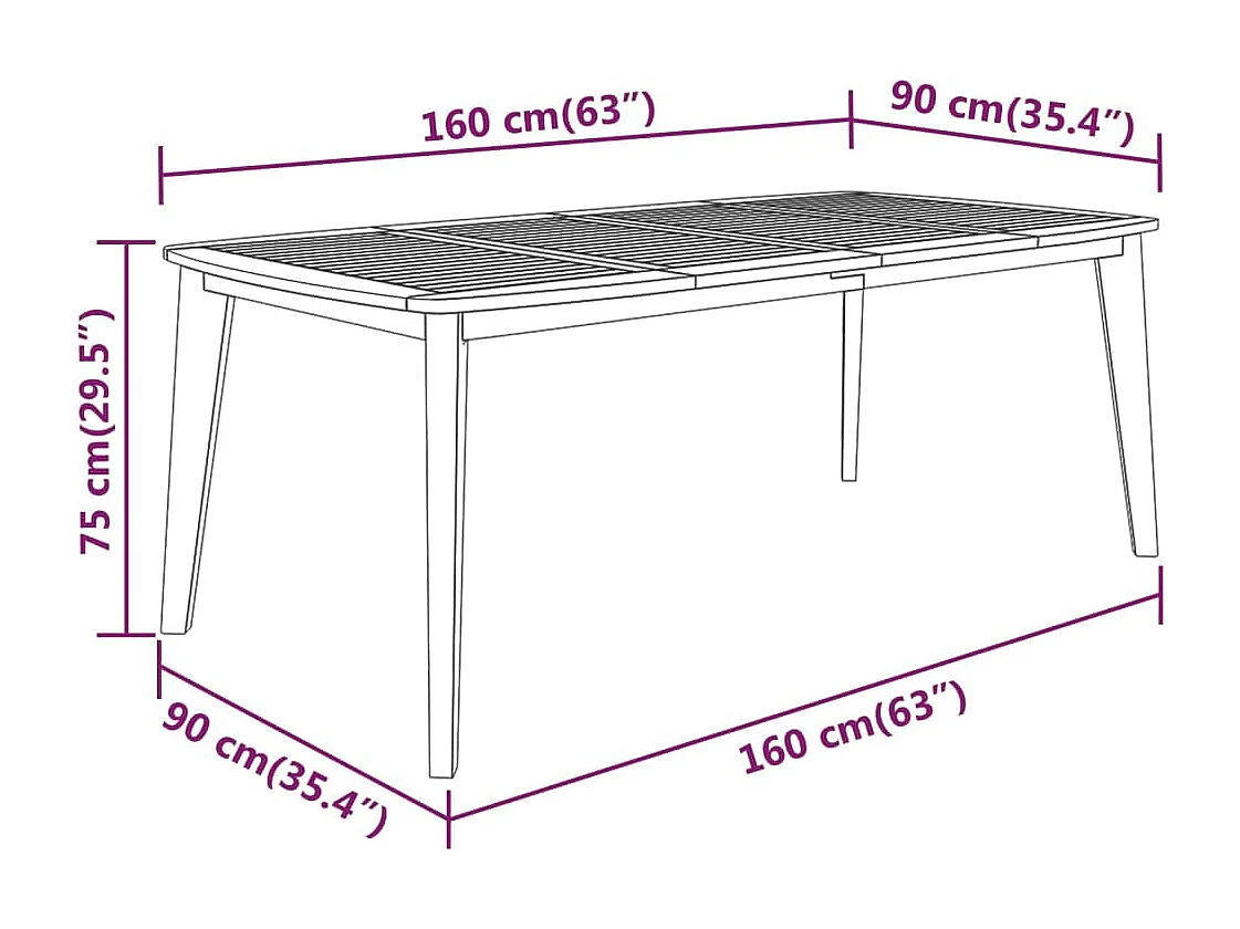 Ensemble à manger de jardin 5 pcs Bois d'acacia solide