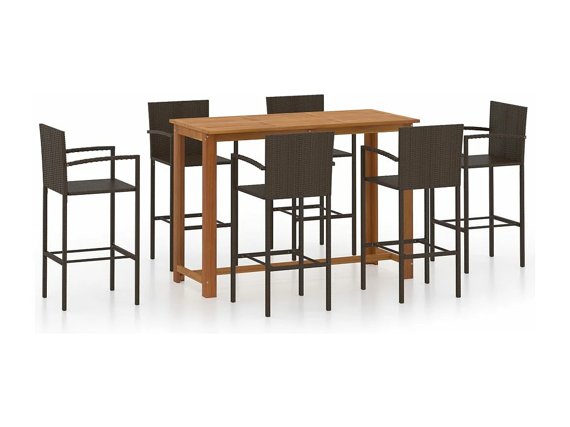Ensemble de bar de jardin 7 pcs Marron