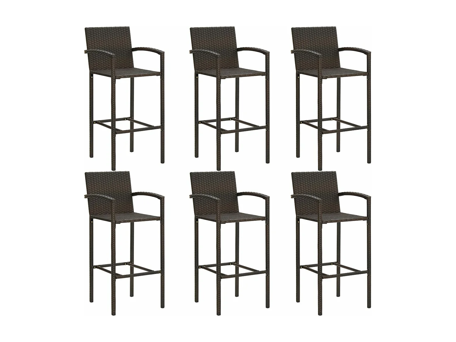 Ensemble de bar de jardin 7 pcs Marron