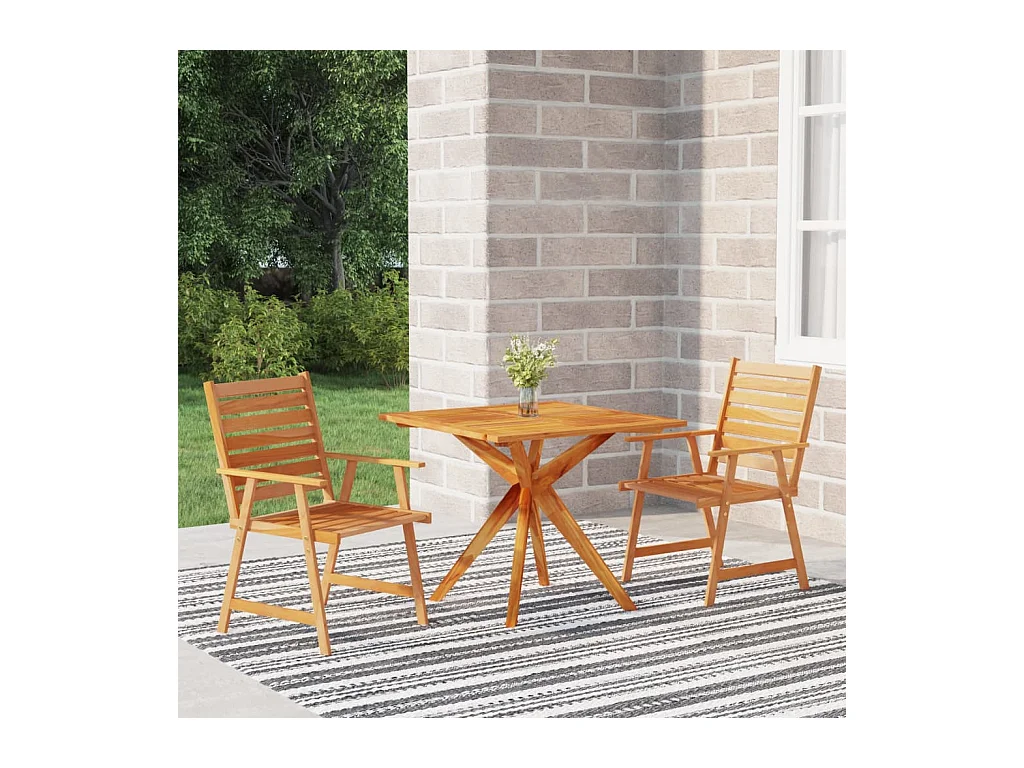 Ensemble à manger de jardin 3 pcs Bois d'acacia solide