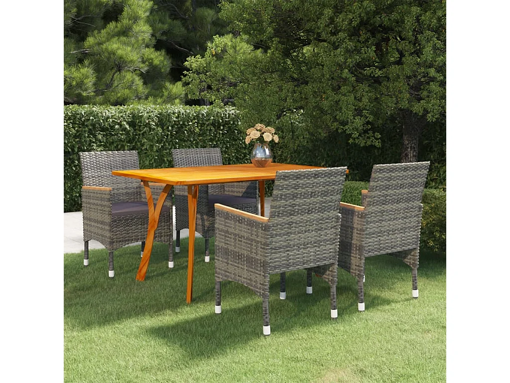 Set Mobili da Pranzo per Giardino 5 pz Grigio