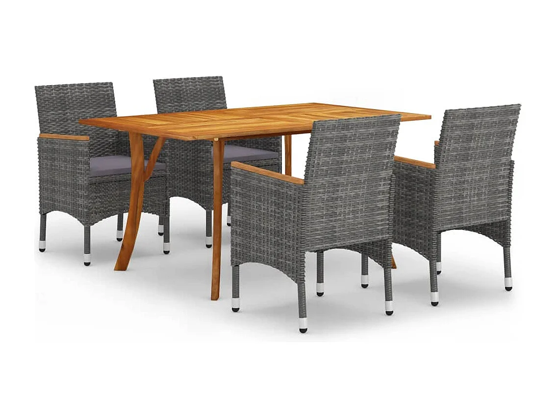 Set Mobili da Pranzo per Giardino 5 pz Grigio