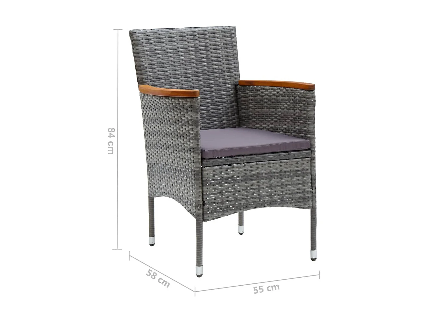 Set Mobili da Pranzo per Giardino 5 pz Grigio