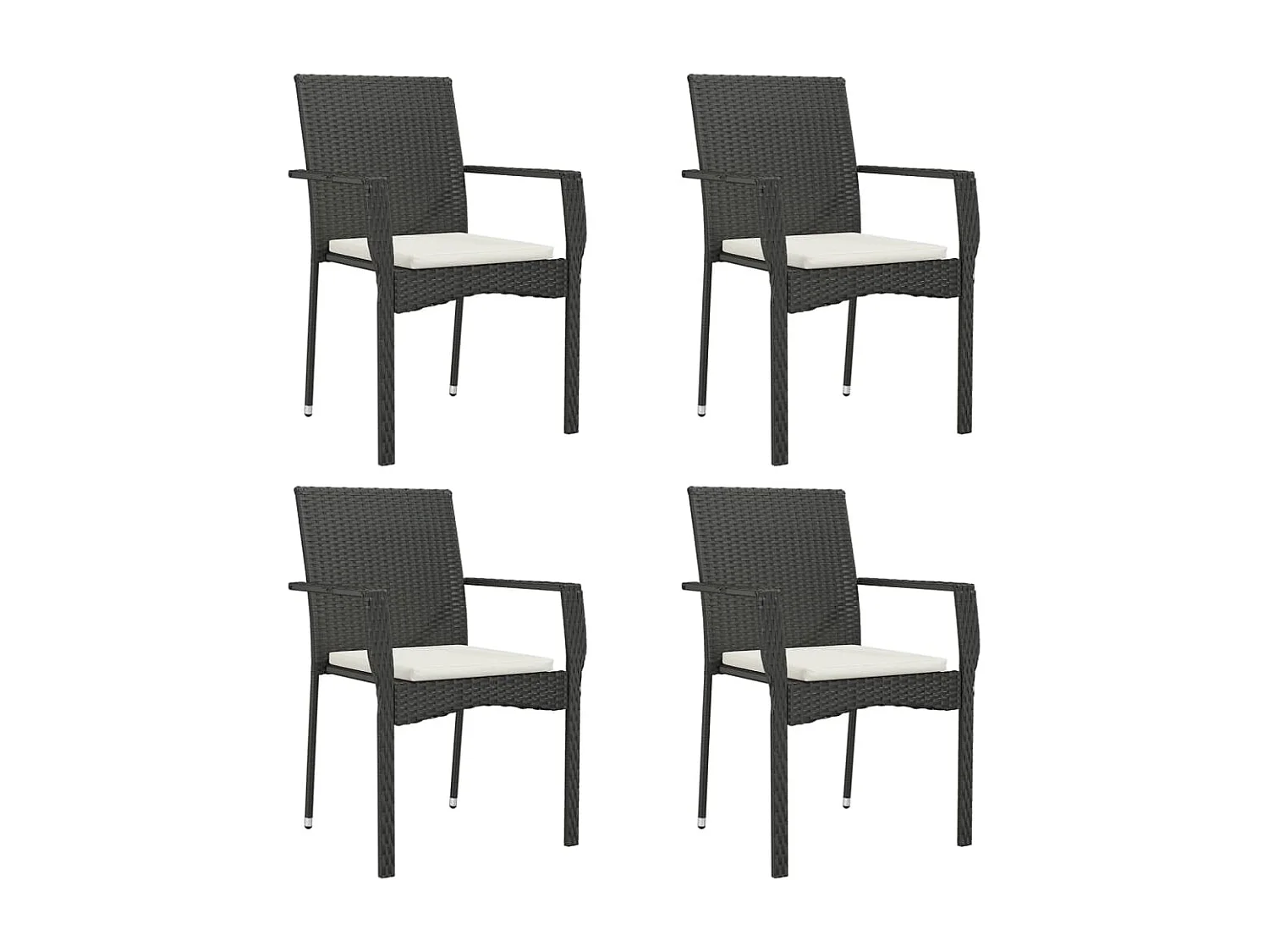5 pcs conjunto de jantar p/ jardim c/ almofadões vime PE preto