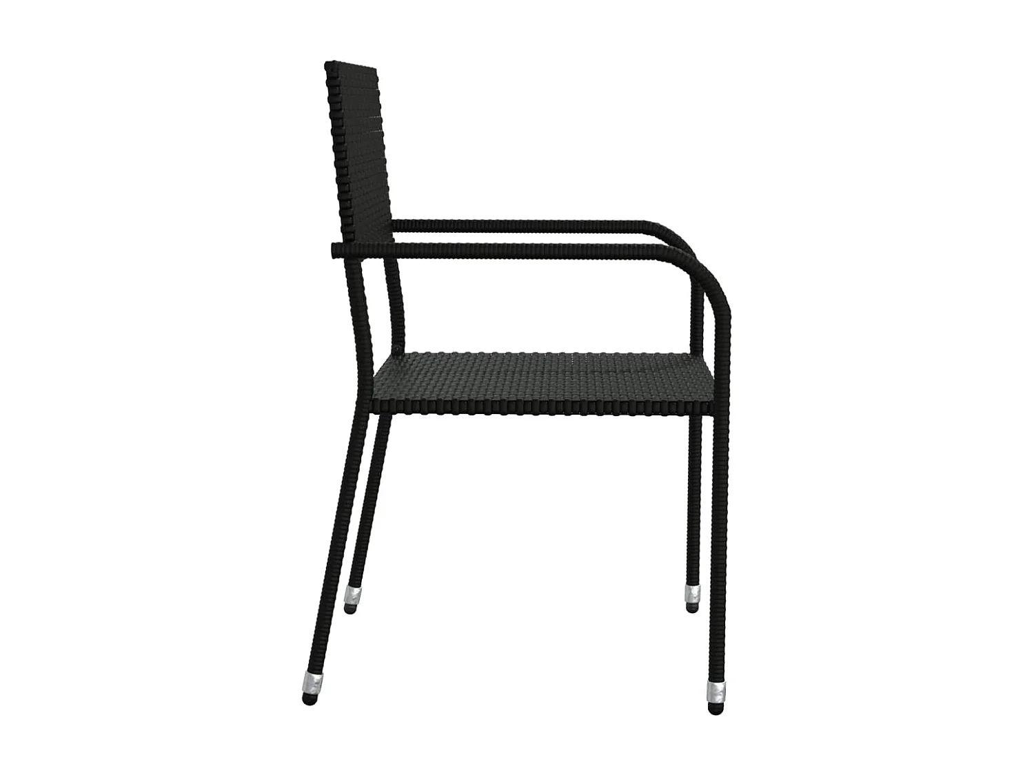 Set da Pranzo da Giardino 5 pz Nero in Polyrattan e Acciaio