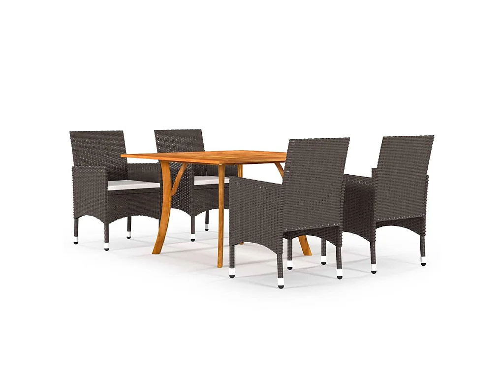 Set Mobili da Pranzo per Giardino 5 pz Marrone