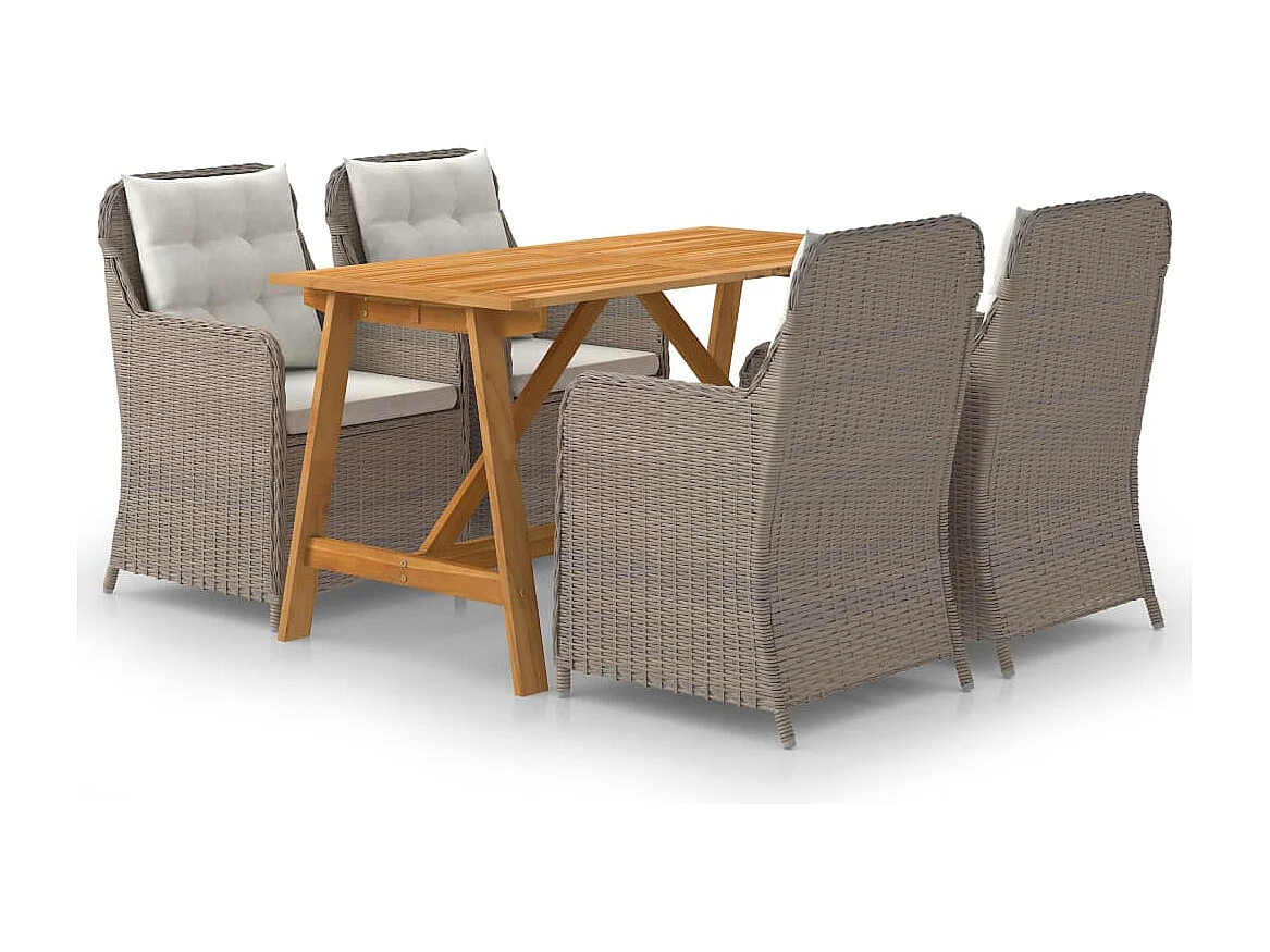 5 pcs conjunto de jantar para jardim castanho